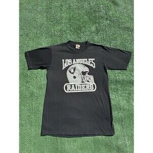 Vintage 80s Logo 7 Los Angeles Raiders Made In USA Black T-Shirt Size Medium
